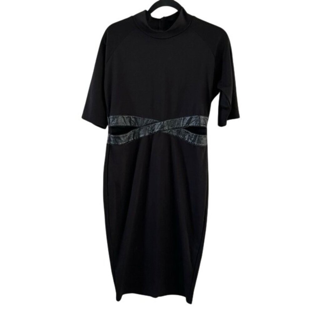 Nicki Minaj Sz XL Black Dress with Cutout Waist Mock Neck Flaw, Read